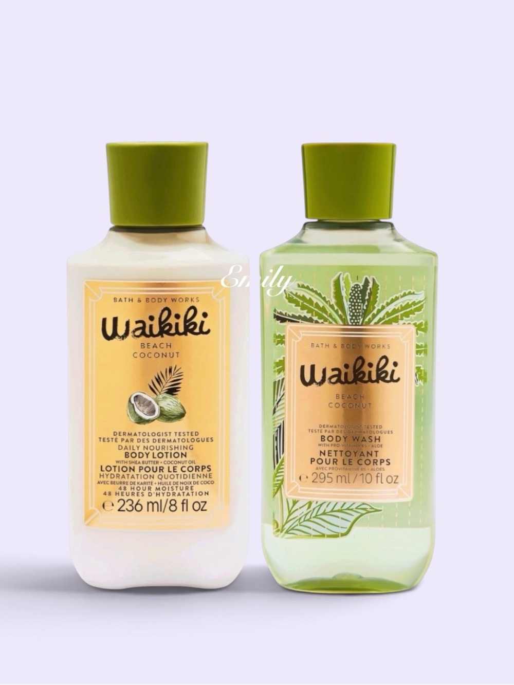 Bath & Body Works WAIKIKI BEACH COCONUT Full Size Lotion & Body Wash Set